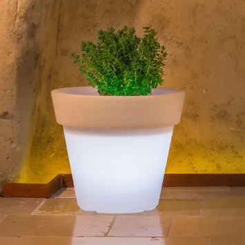 Monacis verlichte bloempot Ø50XH45 cm Vase Gemma Bright wit licht