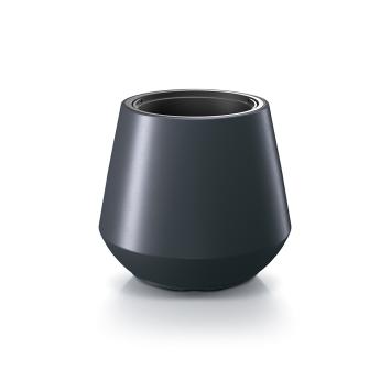 BB Happy kunststof buitenbloempot taps Ø 44x H 44 antraciet kleur