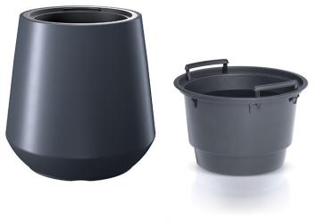 BB Happy kunststof buitenbloempot taps Ø 44x H 44 antraciet kleur