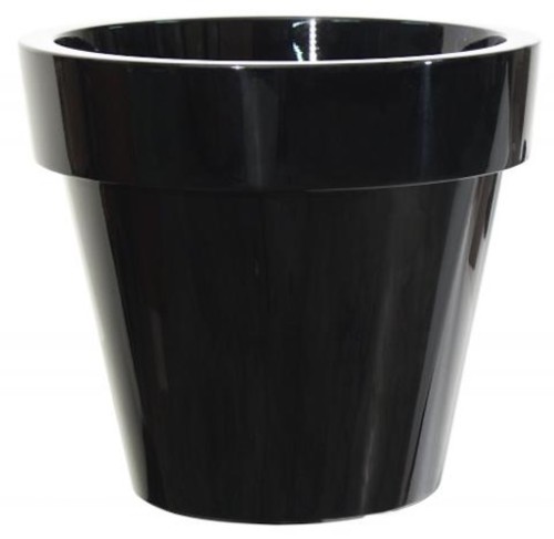 Ikon 50 Ø x h44cm ronde Laquered black bloempot (hoogglans zwart) made bu Euro3Plast