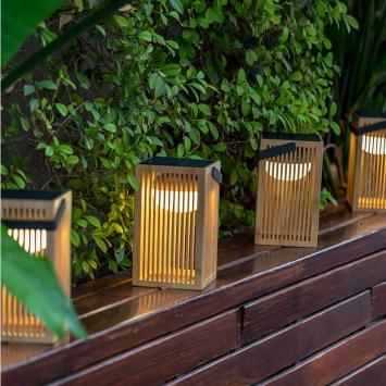 Buiten hanglamp / lantaarn Okinawa bamboe draadloos / Solar - oplaadbaar made by NewGarden