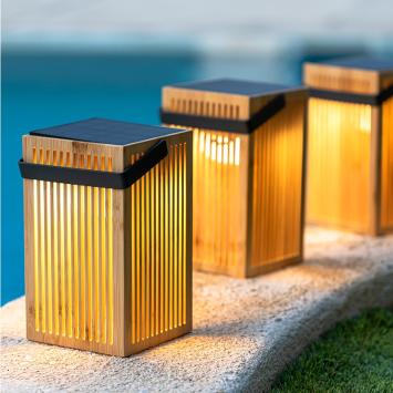 Buiten hanglamp / lantaarn Okinawa bamboe draadloos / Solar - oplaadbaar made by NewGarden