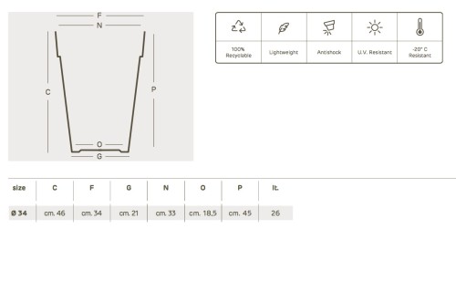 Buitenbloempot Euro3Plast Liken Ø34xH46cm Taupe