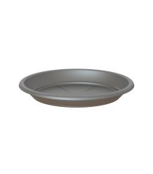 Buiten bloempot Capri rond 20x h18,9 cm antraciet met onderschotel