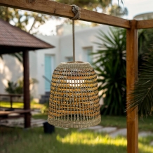 Buiten hanglamp POSITANO 35 Rotan draadloos / oplaadbaar made by NewGarden