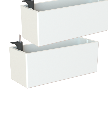 2 stuks Artevasi Balkon bloembak Rimini  51x20xH20 wit kompleet met irrigation kit